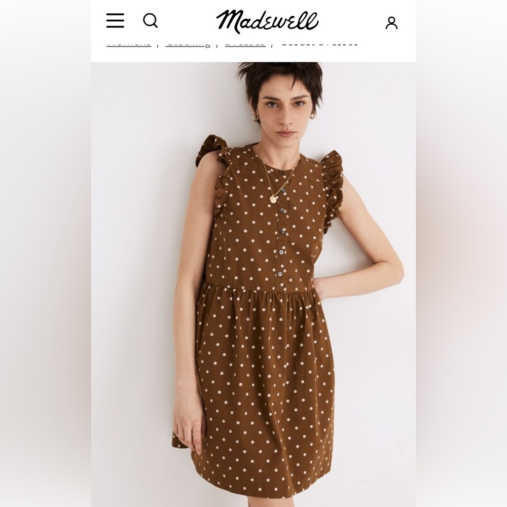 Madewell ruffled sleeve button down mini dress